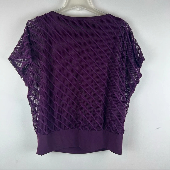 Vintage 80s 90s Mesh Overlay Top Medium M Purple Retro Sport Tank - Picture 4 of 6